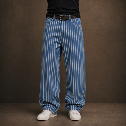 Nautical-Chic Vintage Mariner Straight-Leg Striped Pants