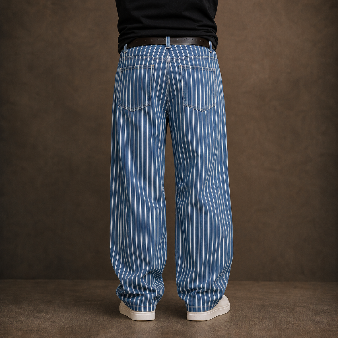 Nautical-Chic Vintage Mariner Straight-Leg Striped Pants