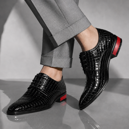 SANTORI Croc-Textured Oxford Shoes