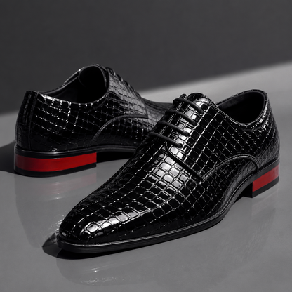 SANTORI Croc-Textured Oxford Shoes