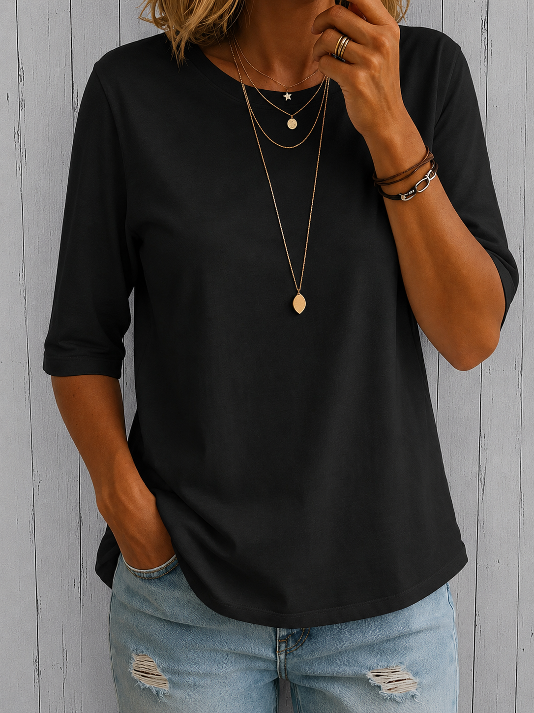 Harper Relaxed-Fit Everyday Half-Sleeve Tee