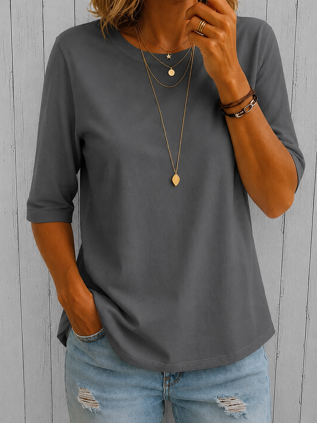 Harper Relaxed-Fit Everyday Half-Sleeve Tee