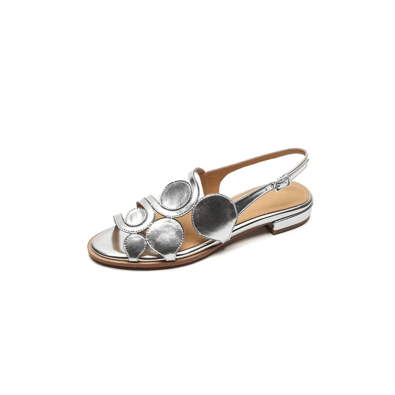 Ciottolo Pebble-Disc Slingback Sandals – Chic Textured Style
