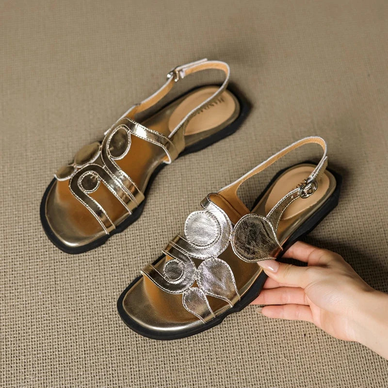 Ciottolo Pebble-Disc Slingback Sandals – Chic Textured Style
