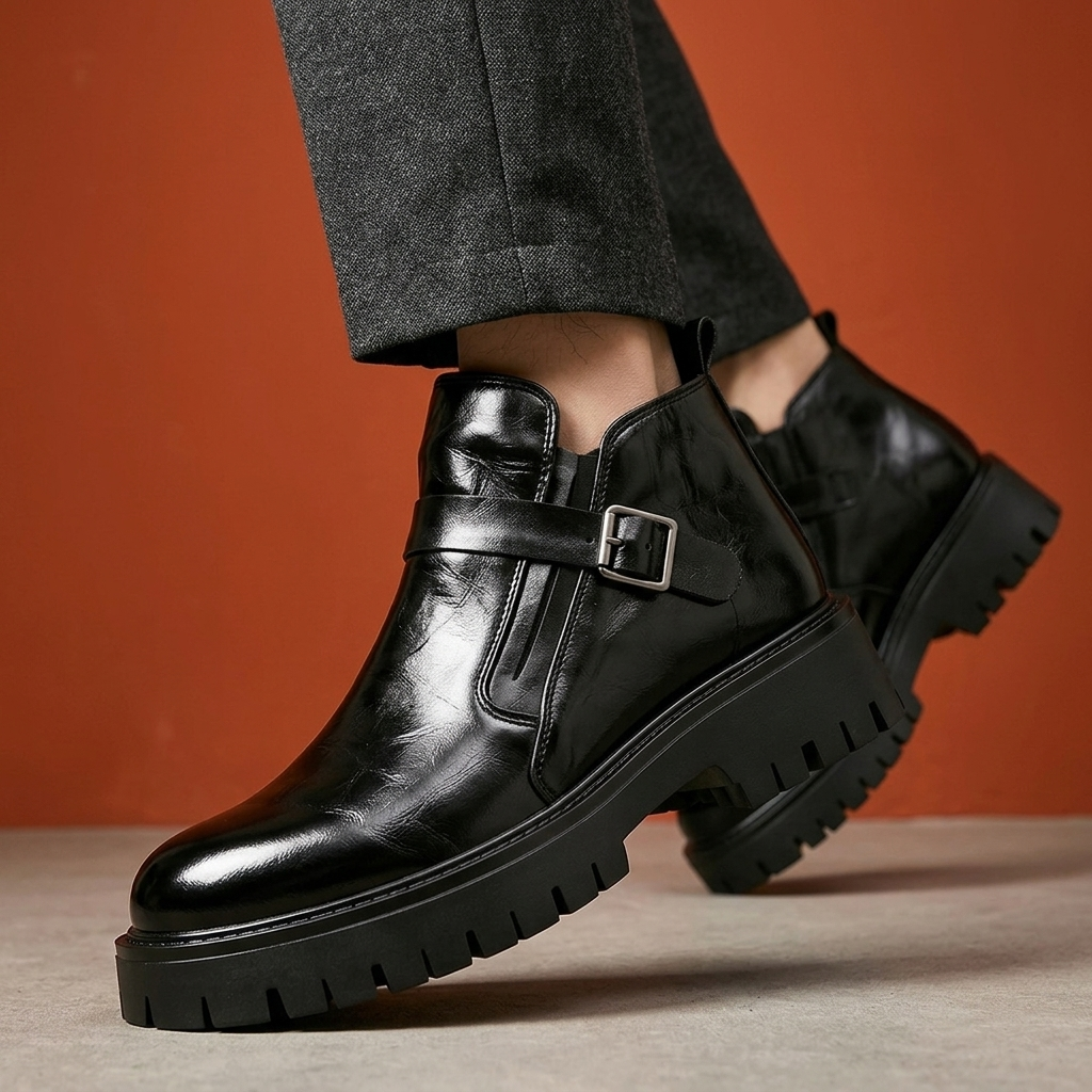 Hudson Premium Leather Buckle Boots