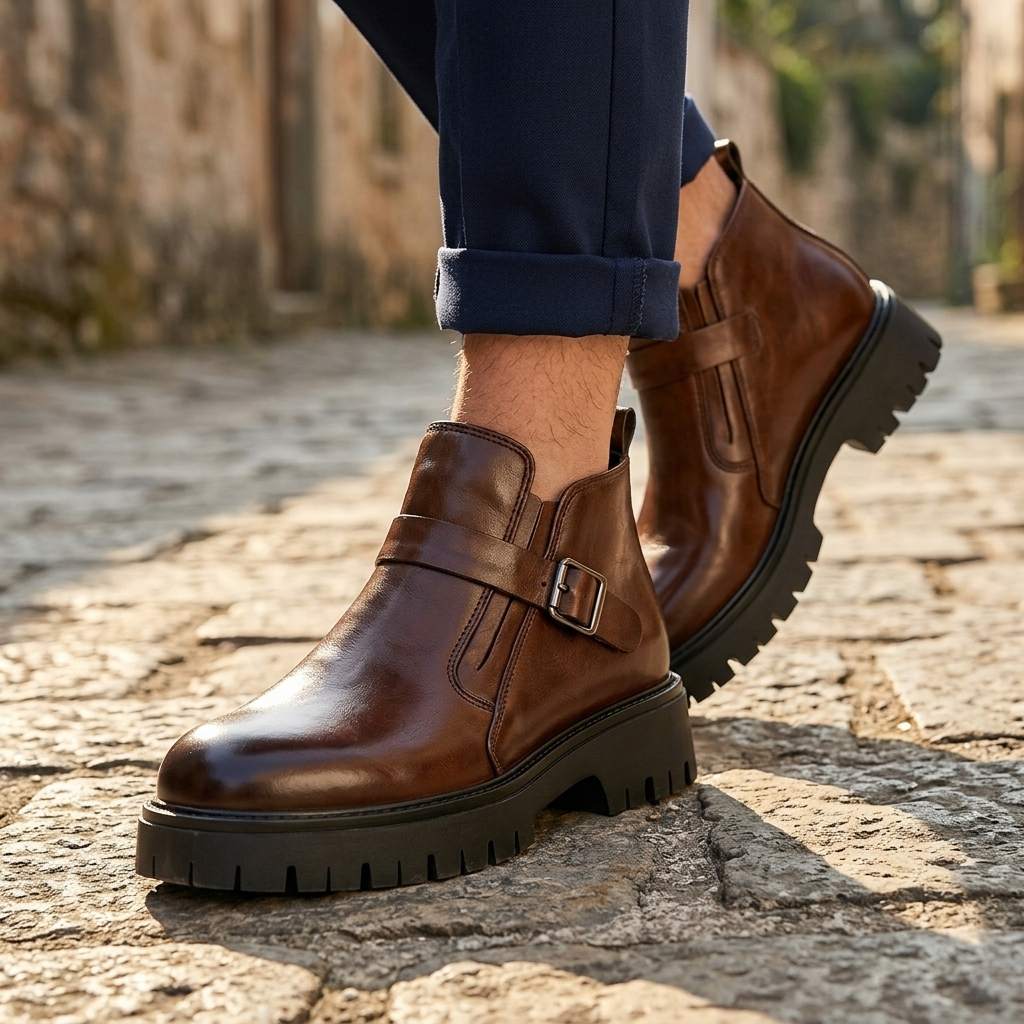Hudson Premium Leather Buckle Boots