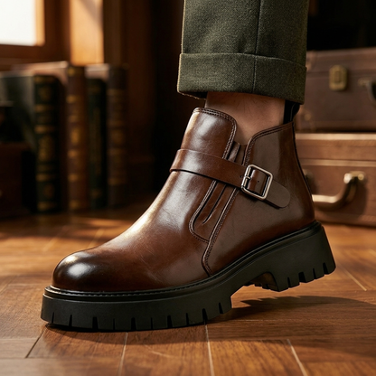 Hudson Premium Leather Buckle Boots
