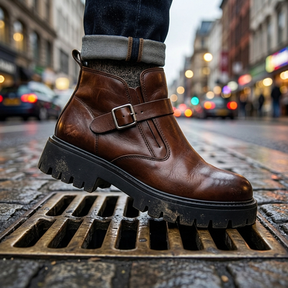 Hudson Premium Leather Buckle Boots