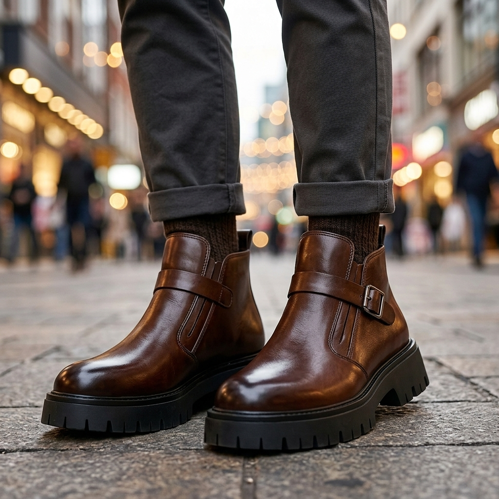 Hudson Premium Leather Buckle Boots