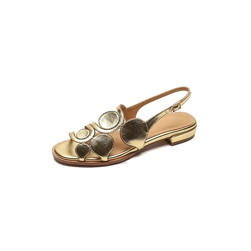 Ciottolo Pebble-Disc Slingback Sandals – Chic Textured Style