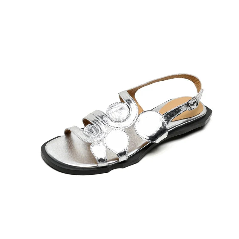 Ciottolo Pebble-Disc Slingback Sandals – Chic Textured Style
