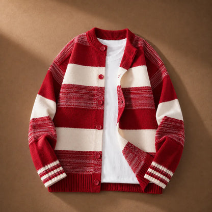Cozy Striped Knit Cardigan sweater