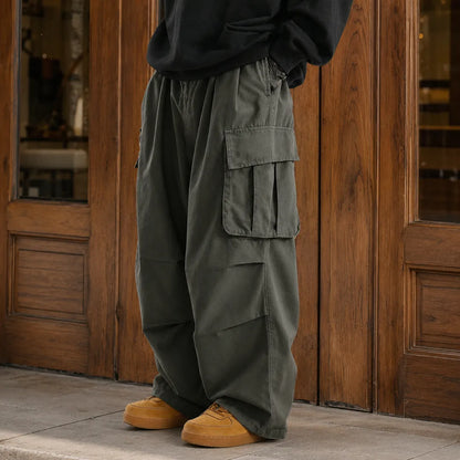 Trendy Wide-Leg Cargo Pants with Utility Pockets