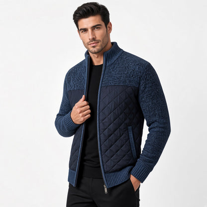 ZACH Retro Quilted Zip-Up Sweater