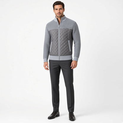 ZACH Retro Quilted Zip-Up Sweater