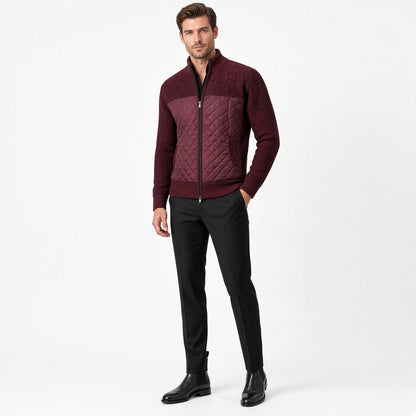 ZACH Retro Quilted Zip-Up Sweater