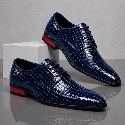 SANTORI Croc-Textured Oxford Shoes