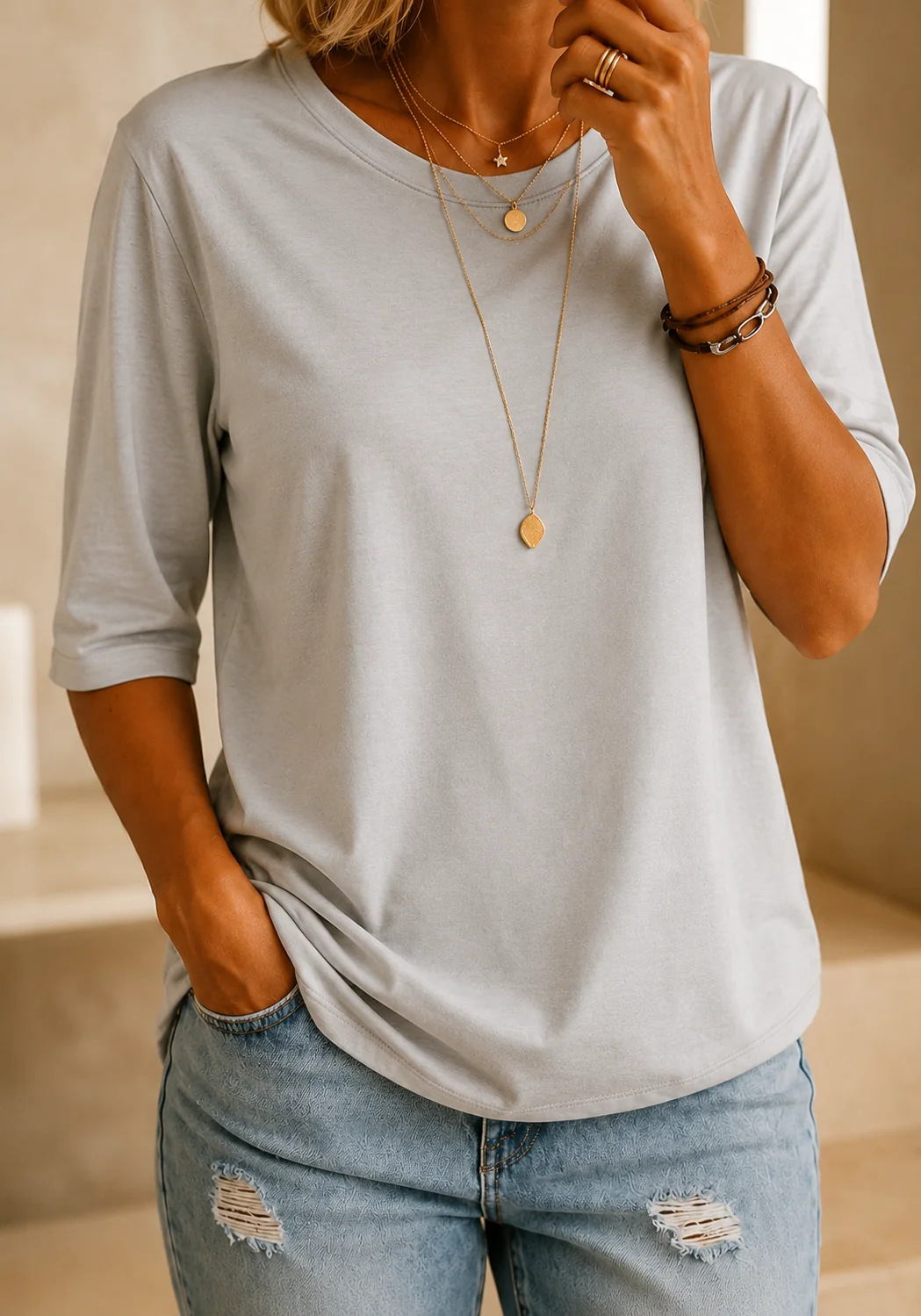Harper Relaxed-Fit Everyday Half-Sleeve Tee