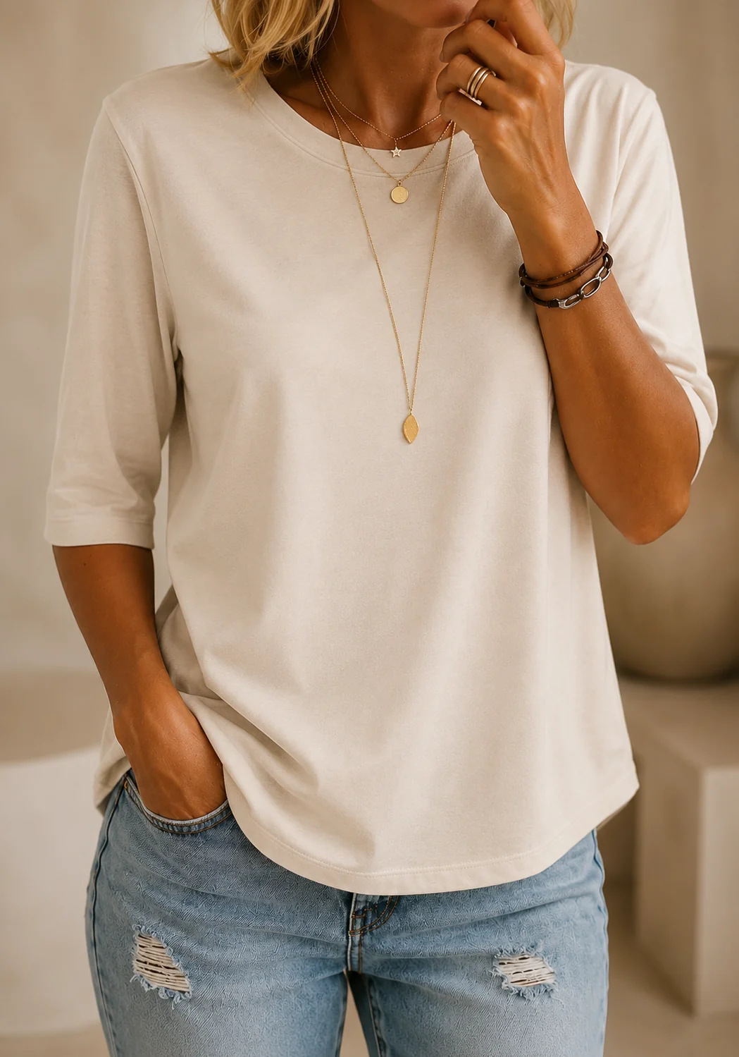 Harper Relaxed-Fit Everyday Half-Sleeve Tee