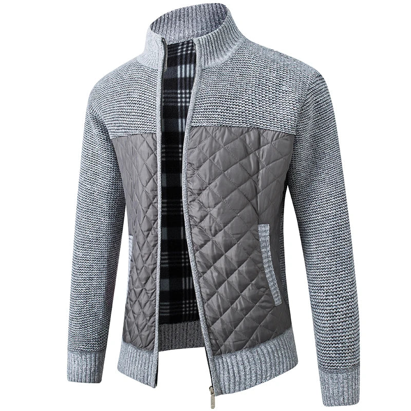 ZACH Retro Quilted Zip-Up Sweater