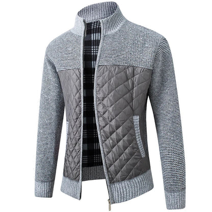 ZACH Retro Quilted Zip-Up Sweater