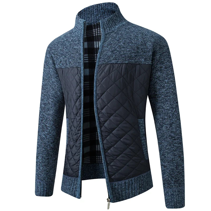 ZACH Retro Quilted Zip-Up Sweater