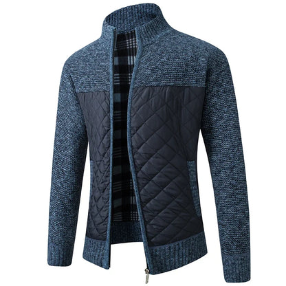 ZACH Retro Quilted Zip-Up Sweater