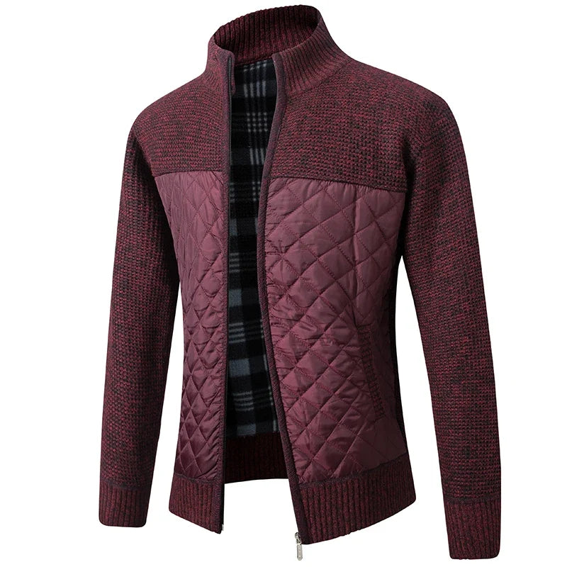 ZACH Retro Quilted Zip-Up Sweater