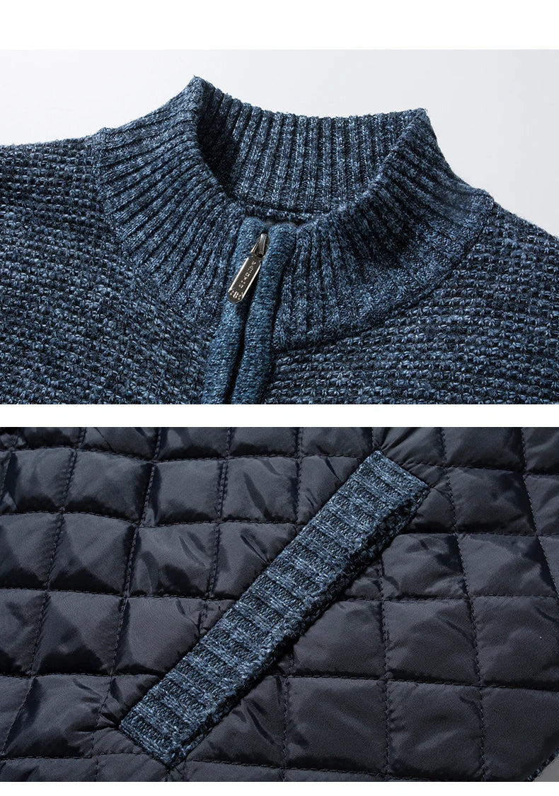 ZACH Retro Quilted Zip-Up Sweater