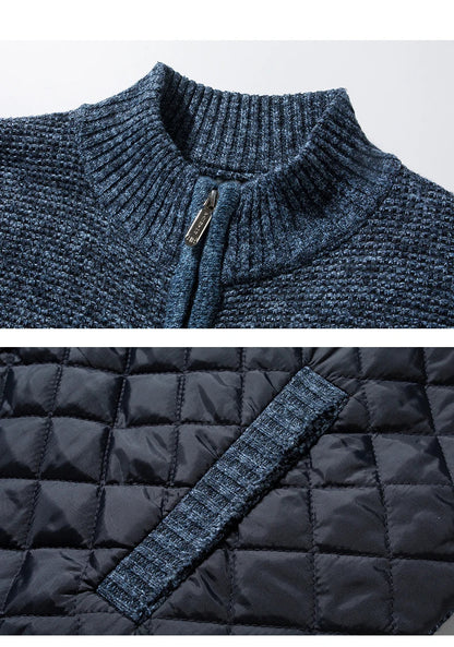 ZACH Retro Quilted Zip-Up Sweater