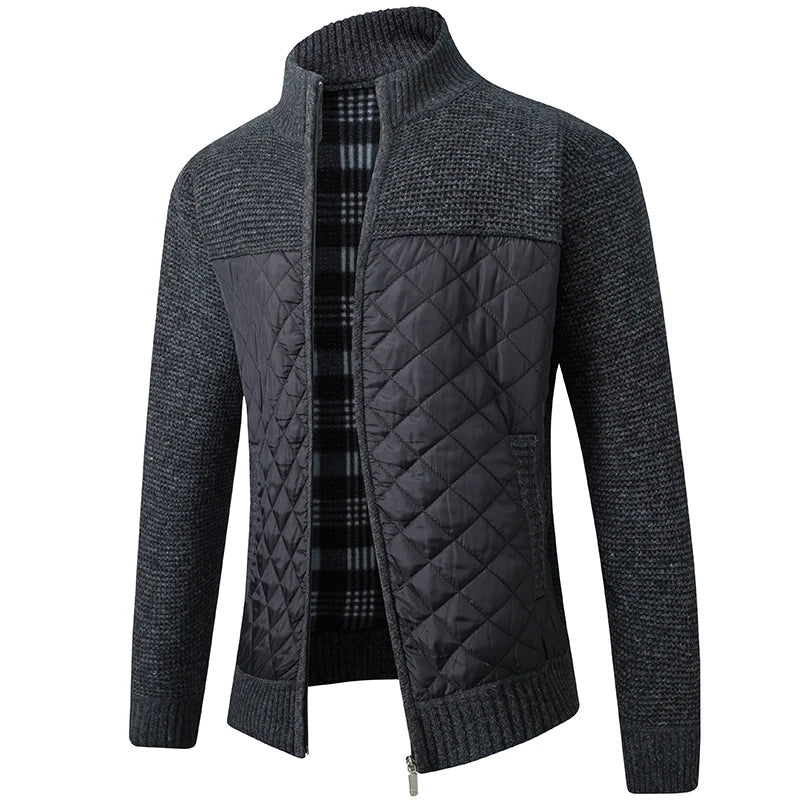 ZACH Retro Quilted Zip-Up Sweater