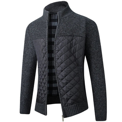 ZACH Retro Quilted Zip-Up Sweater