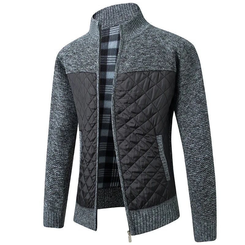 ZACH Retro Quilted Zip-Up Sweater