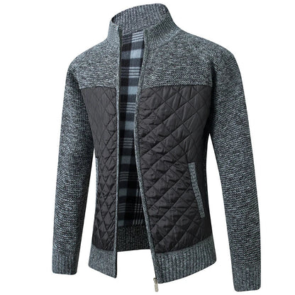 ZACH Retro Quilted Zip-Up Sweater