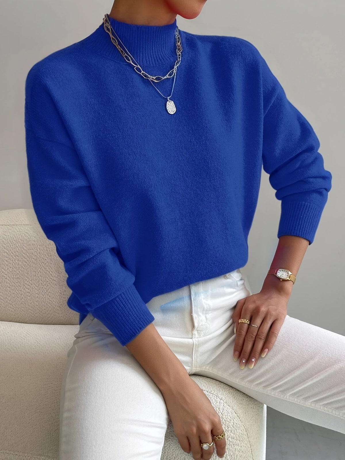 Eleanor Soft Mock-Neck Knit Sweater