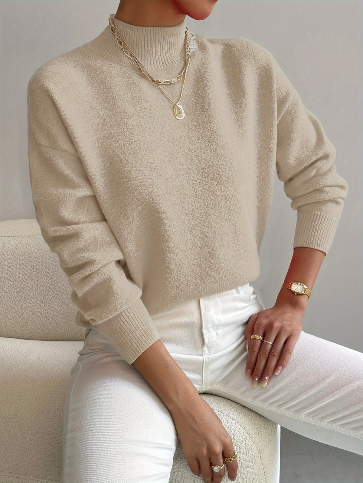 Eleanor Soft Mock-Neck Knit Sweater
