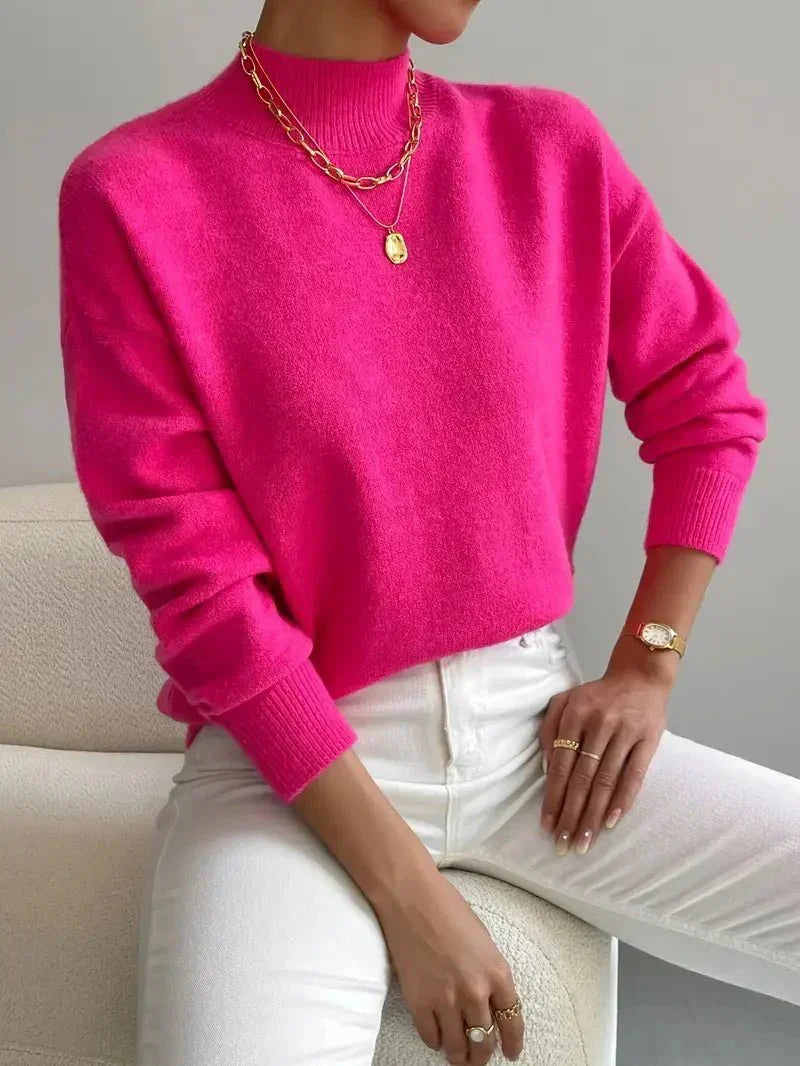 Eleanor Soft Mock-Neck Knit Sweater