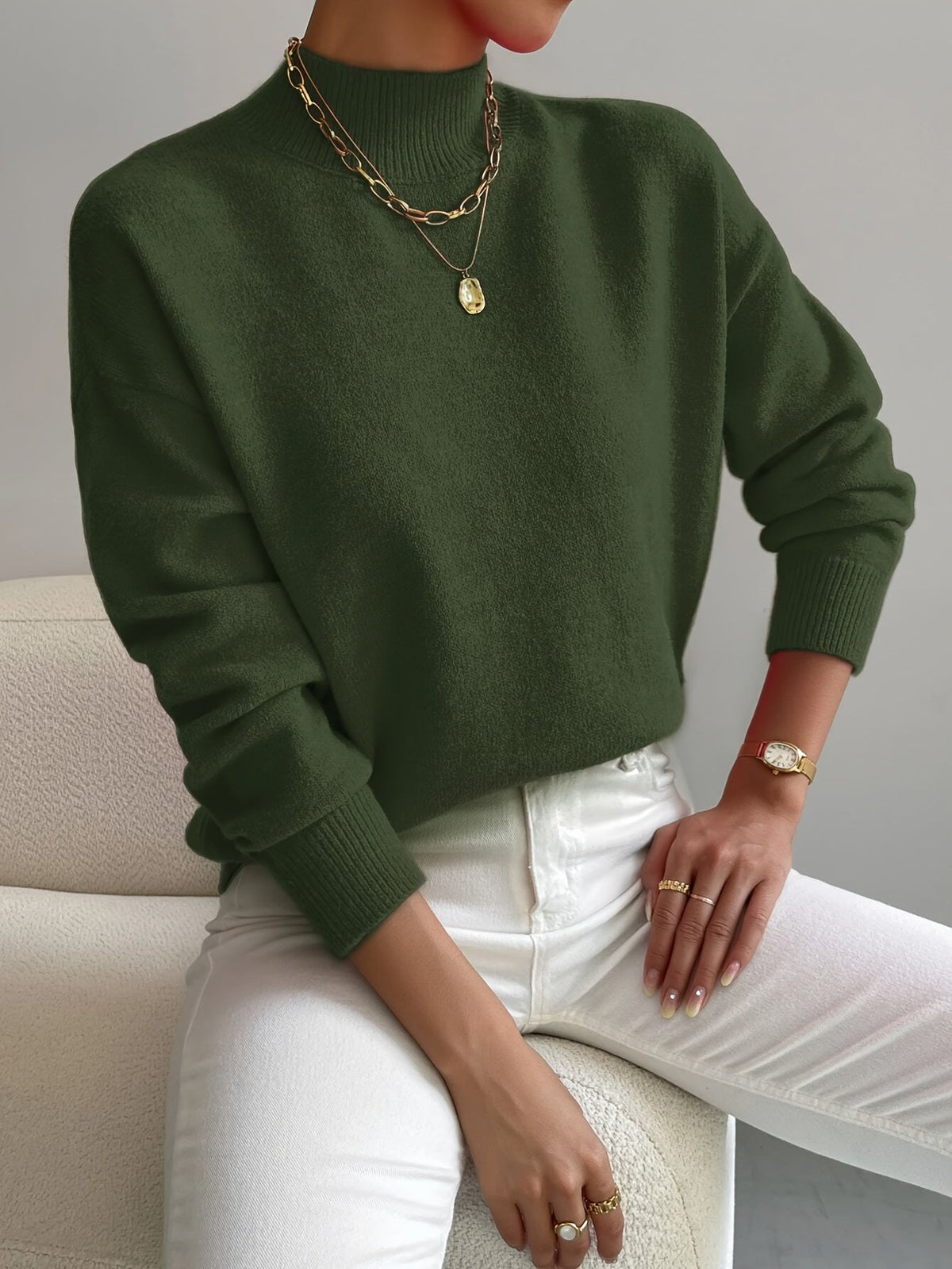 Eleanor Soft Mock-Neck Knit Sweater